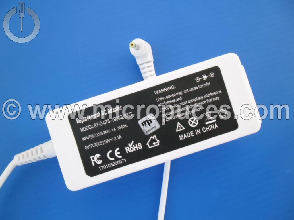 Chargeur * NEUF * de remplacement 19V 2.1A pour ASUS Eeepc 1005 1008 Blanc