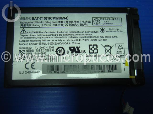 Batterie pour ACER Iconia tab A1-810 A1-811