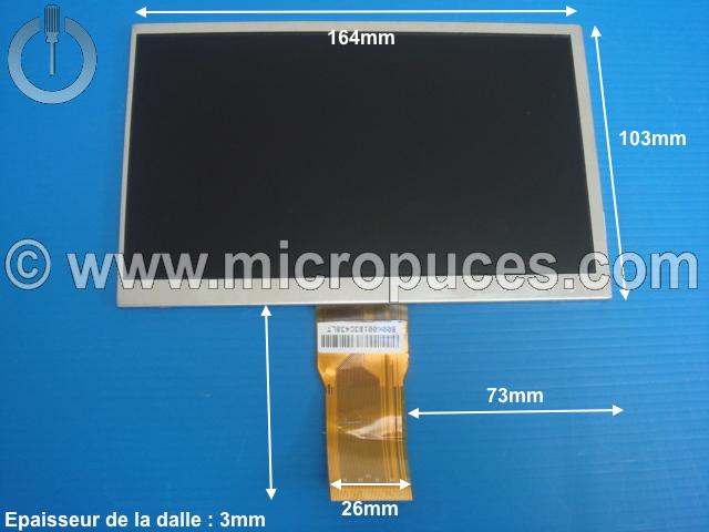 Ecran LED 7" nappe 50 pins longue 164 x 103 x 3 pour tablette 7"