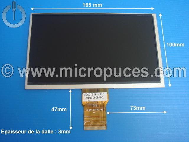 Ecran LED 7" nappe 50 pins 165 x 100 x 3 pour tablette 7"