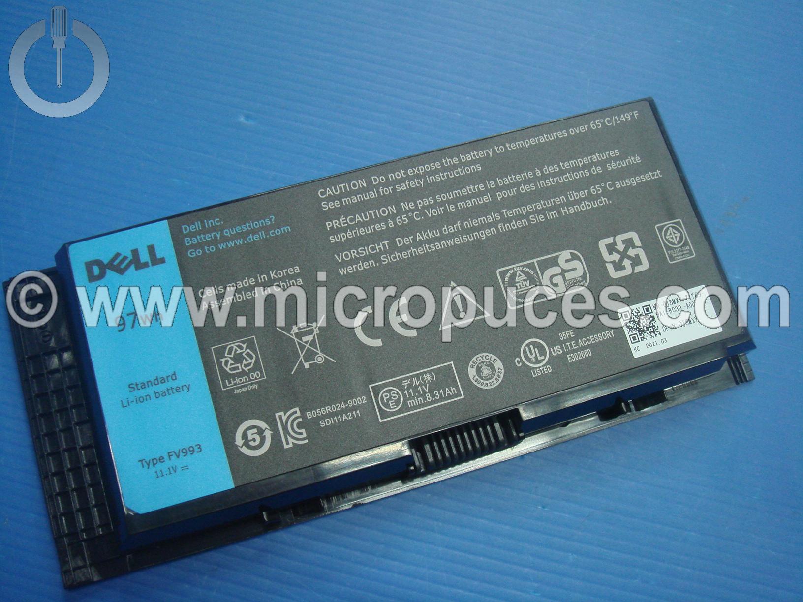 Batterie NEUVE d'origine pour DELL Precision Precision M4600 / M4700 / M4800 / M6600 / M6700 / M