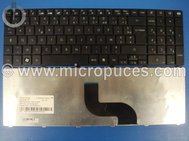Clavier AZERTY pour PACKARD BELL EasyNote TM81 TK36 TK81