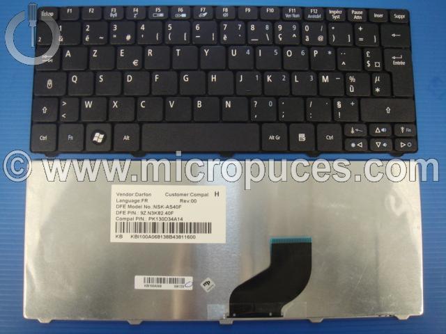 Clavier NEUF AZERTY noir pour ACER Aspire One 533