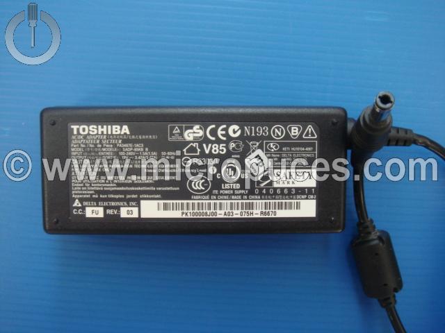 Chargeur Alimentation 19V 3.42A pour TOSHIBA