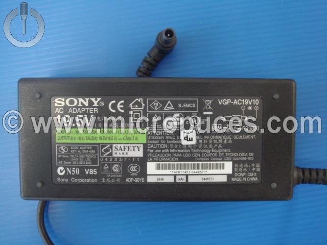 Chargeur Alimentation 19.5V 4.7A pour Sony VGP-AC19V59