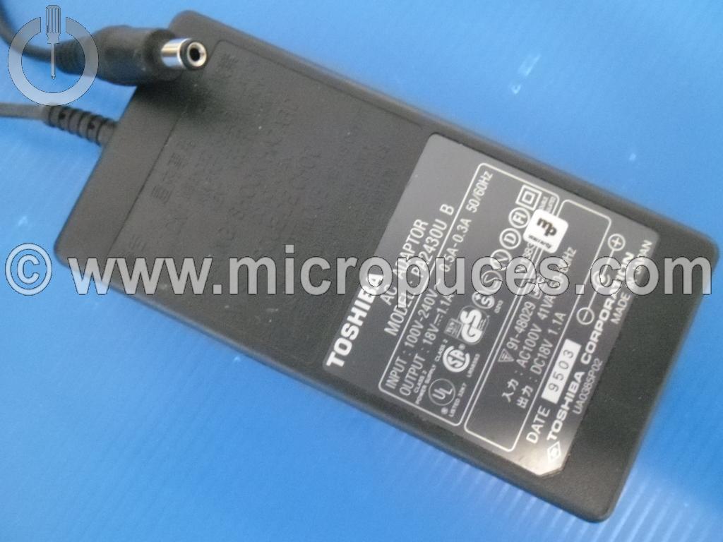 Chargeur Alimentation 18V 1.1A pour TOSHIBA