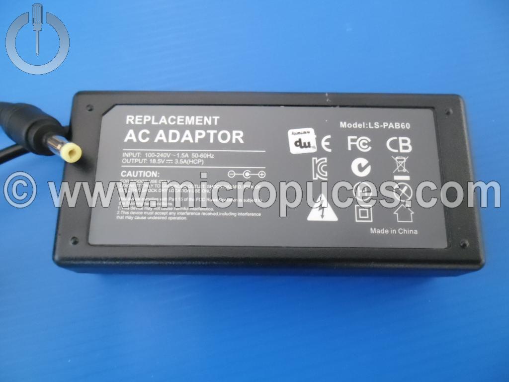 Chargeur * NEUF * de remplacement 19V 3.42A pour ACER Packard Bell