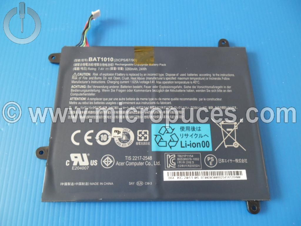 Batterie ACER BAT1010 pour ACER Iconia A500