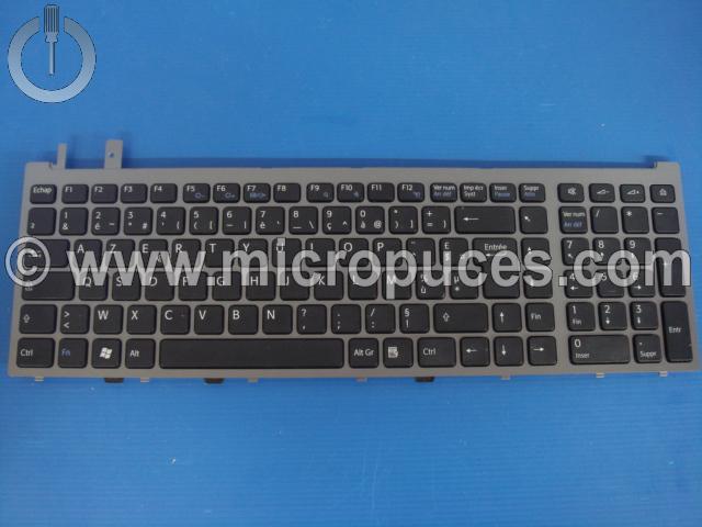 Clavier AZERTY noir pour SONY VGN-AW41ZF Series (grille grise)