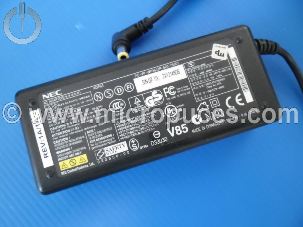 Chargeur Alimentation 19V 3.16A pour Packard Bell NEC