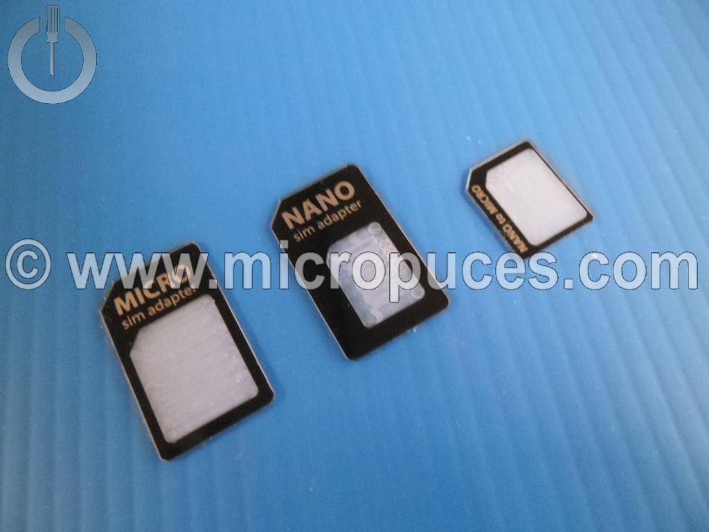 Adaptateur 3 en 1 Nano SIM vers Micro SIM et Carte SIM