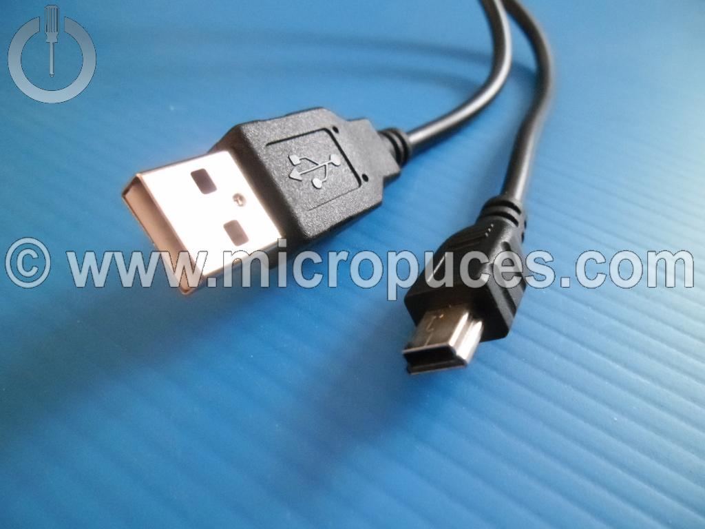 Cable mini USB 0.8m pour tablette ou smartphone