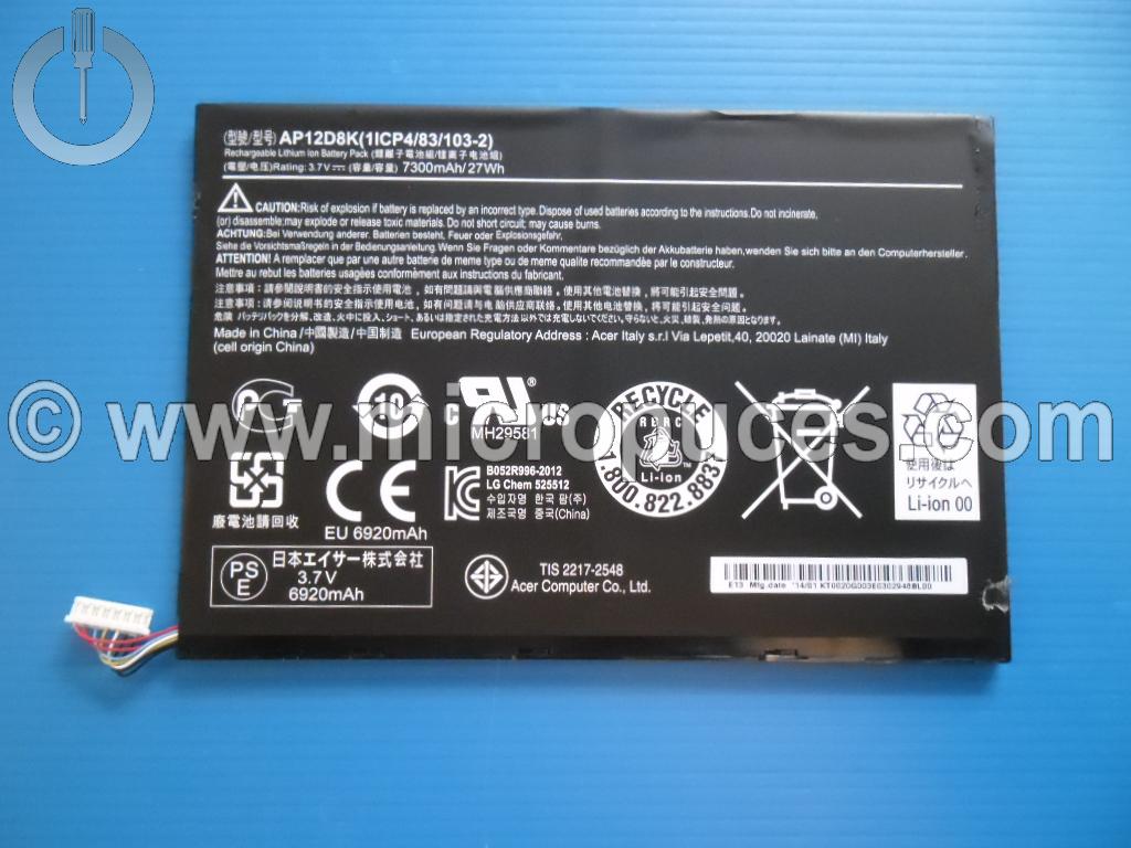 Batterie d'origine pour ACER Iconia A3 7300 mAh