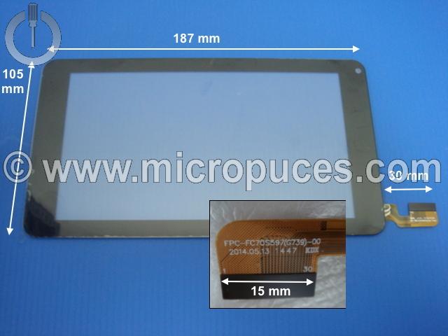 Vitre tactile noire pour tablettes 7" pouces (30 pin)