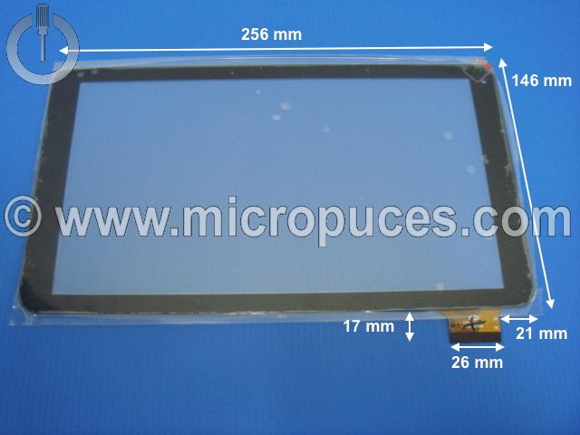 Vitre tactile noire 10,1" HK10DR2432-V02 ou HK10DR2432-V03 ou HK10DR2496-V02