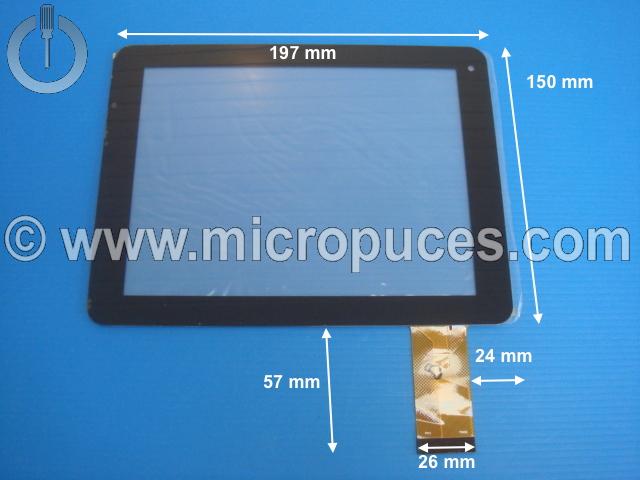 Vitre tactile noire pour tablette 8" pouces (50 pin)