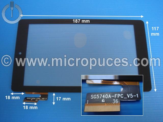 Vitre tactile noire pour tablette 7" pouces (36 pin)