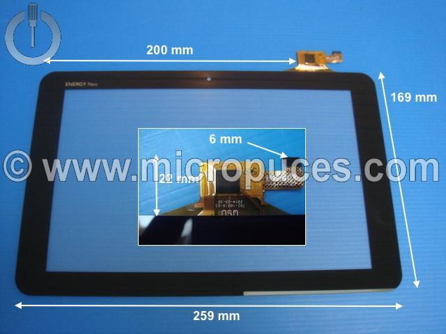 Vitre tactile * NEUVE * 10" QSD E-C100016-02 (12 pin)