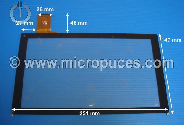 Vitre tactile noire pour tablette 10,1" pouces OLM-101A0181-PG (50 pin haut)