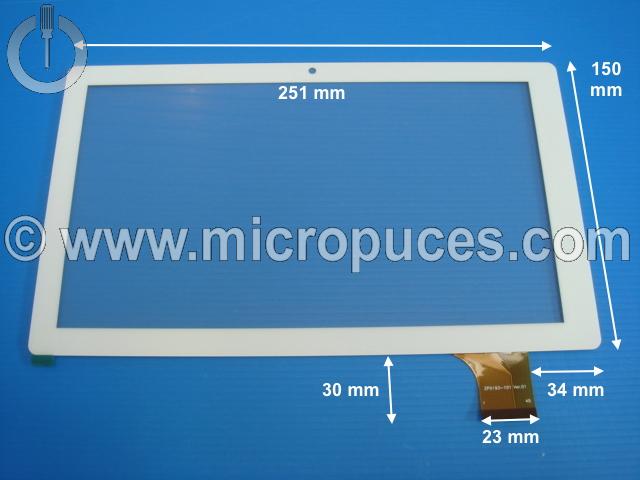 Vitre tactile * NEUVE * blanche 10" ZP9193-101 ou HXD-1014A2 (45 pin)