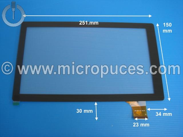 Vitre tactile noire 10" pouces ZP9193-101 ou compatible (45 pin)