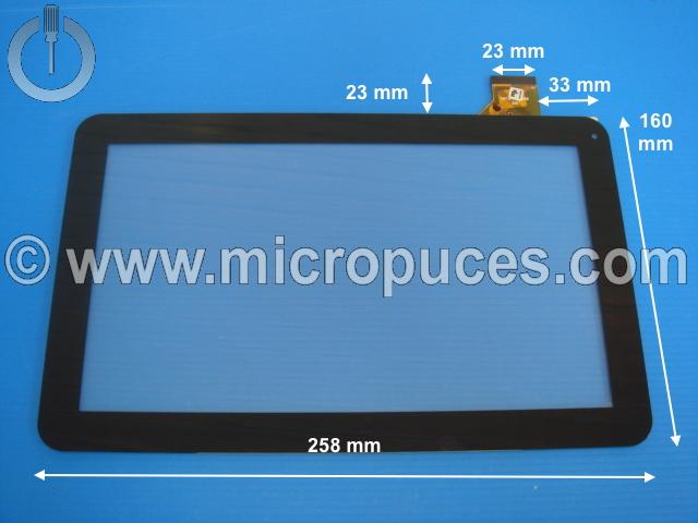 Vitre tactile noire 10,1" DPTech 300-N4826B-A00 (45 pin haut droit)