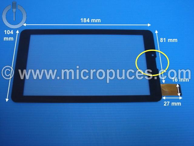 Vitre tactile noire HH070FPC-015C-HX 7" pouces (30 pins latéral 27mm)