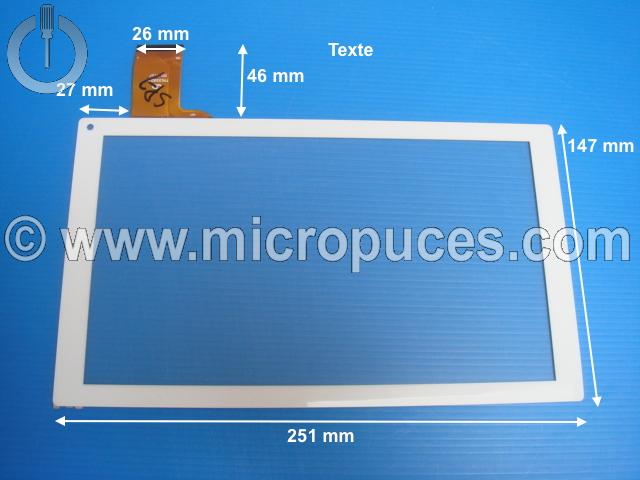 Vitre tactile * NEUVE * blanche  10,1" pouces YJ144FPC (50 pin haut)