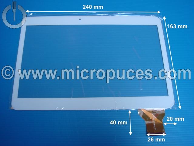 Vitre tactile * NEUVE * blanche pour 10,1" pouces YCG-C10-1828-01-F-01 (50 pin)