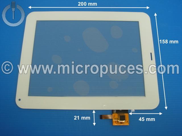 Vitre tactile * NEUVE * blanche 8" pouces C200157A1-PG FPC711DR (12 pin)