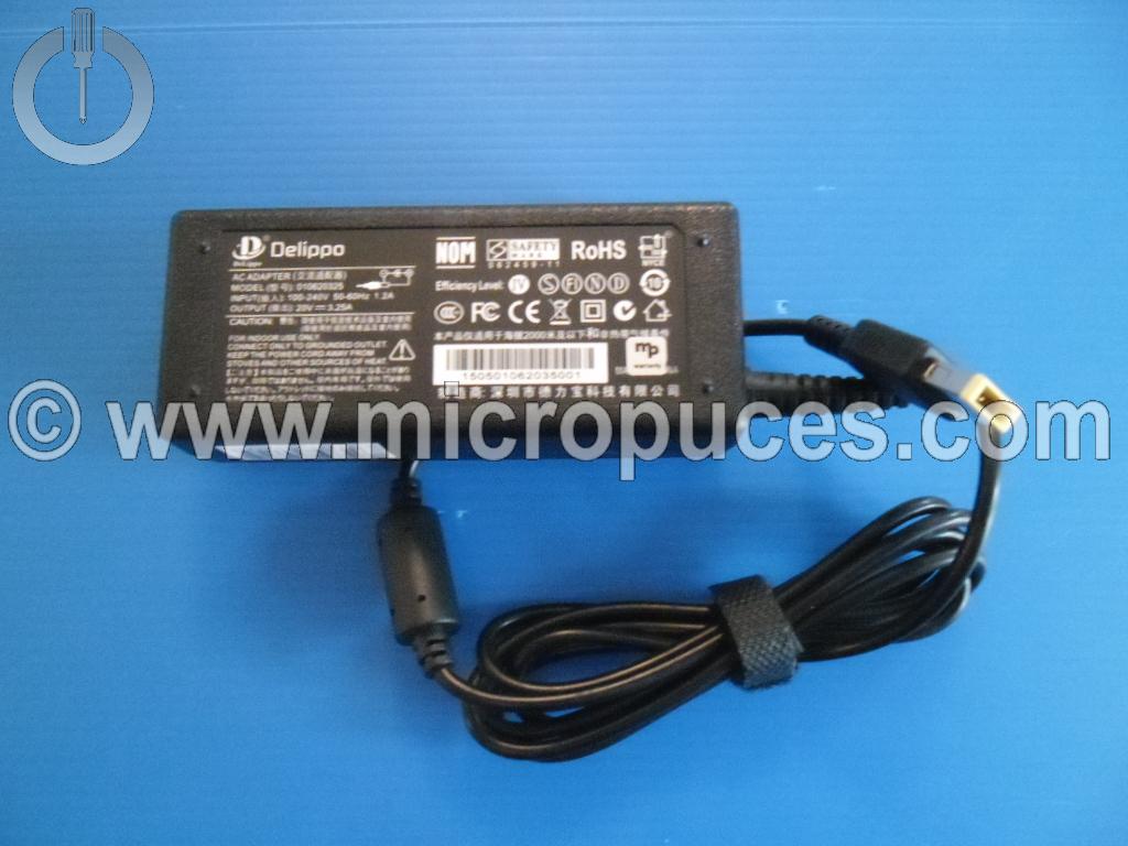 Chargeur NEUF de remplacement 20V 3.25A pour LENOVO
