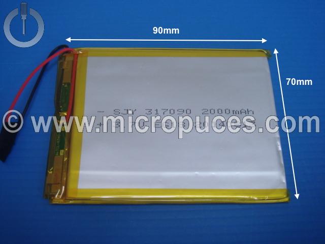 Batterie d'origine pour tablette 3,7v 2000mAh (90 x 70)