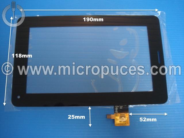 Vitre tactile noire 7" 10 pin FT5302