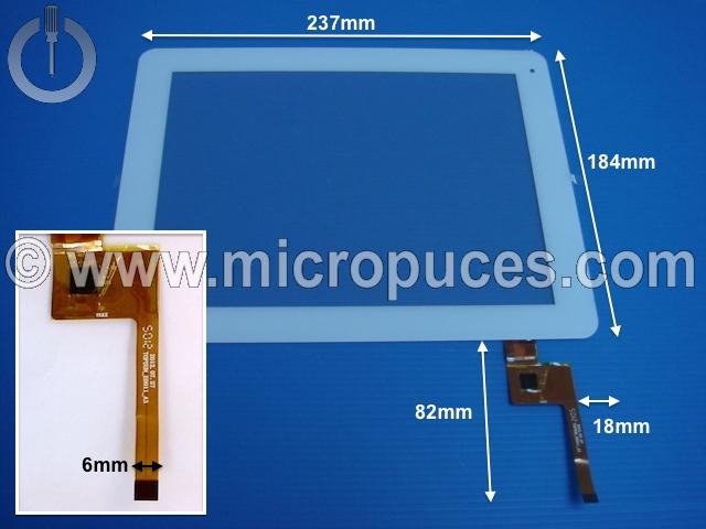 Vitre tactile * NEUVE * blanche 9.7" pouces TOPSUN E0011_A3 ou compatible (12 pin)