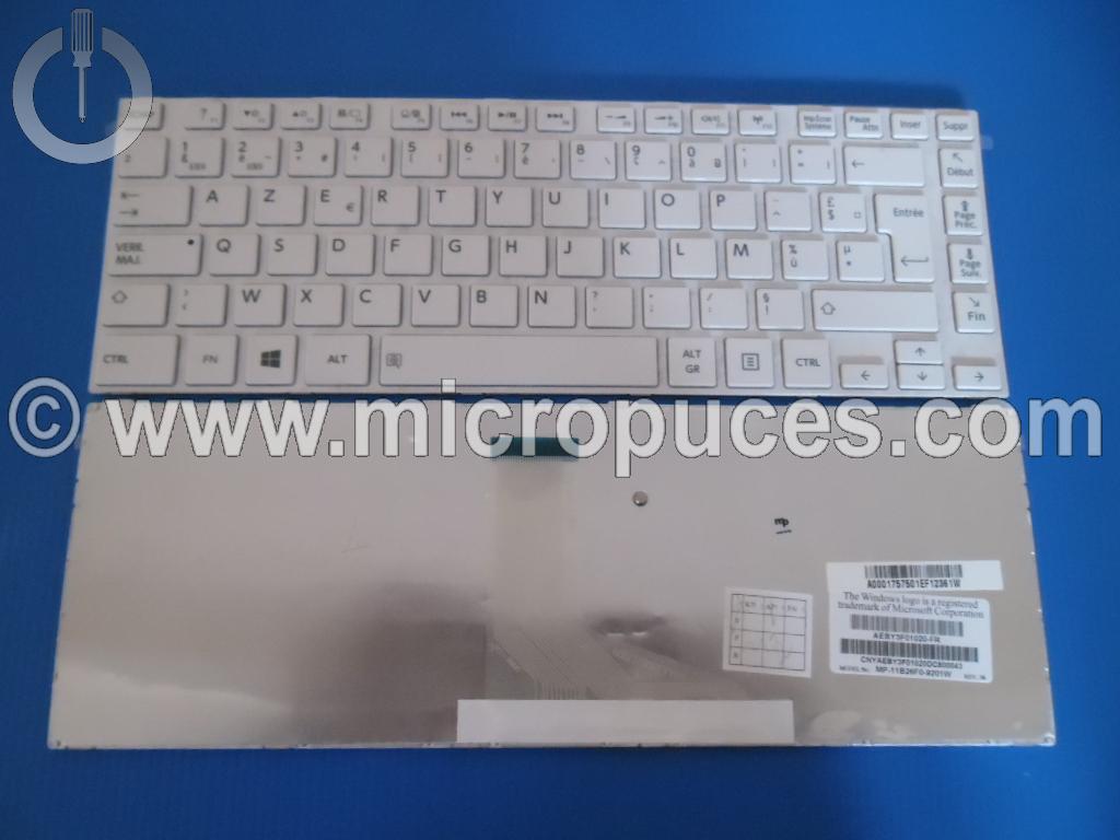 Clavier AZERTY blanc pour TOSHIBA Satellite L830