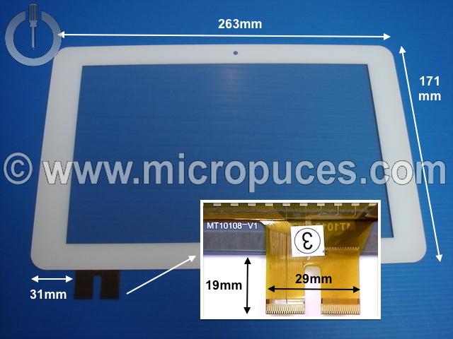 Vitre tactile * NEUVE * blanche 10,1" MT10108 ou compatible