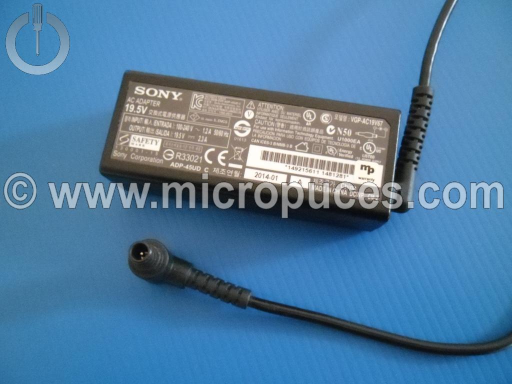 Chargeur Alimentation 19.5V 2.3A SONY VGP-AC19V67