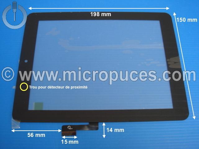 Vitre tactile NEUVE noire F0425 X pour tablette 8" pouces (51 pin) 150 mm