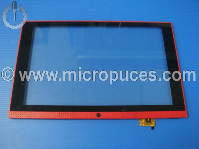 Vitre tactile + contour rouge pour tablette 10 pouces Touch Tablet 10 Fluo CT1030 (nappe 6 pins )