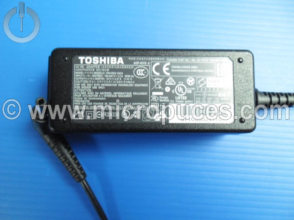 Chargeur Alimentation PA5192U-1ACA 19V 2.37A pour TOSHIBA