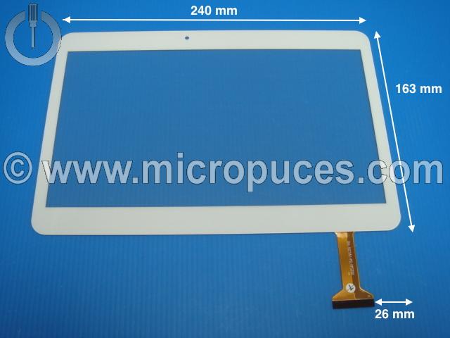 Vitre tactile blanche pour tablette 10,1" pouces MJK-0331-V1 FPC