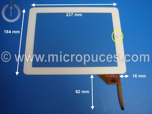 Vitre tactile * NEUVE * blanche 9,7" pouces 12 pin YTG-P97002-F1 ( version 2 )