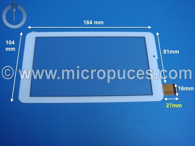 Vitre tactile * NEUVE * blanche FM707101KD 7" pouces (30 pin latéral 27mm)