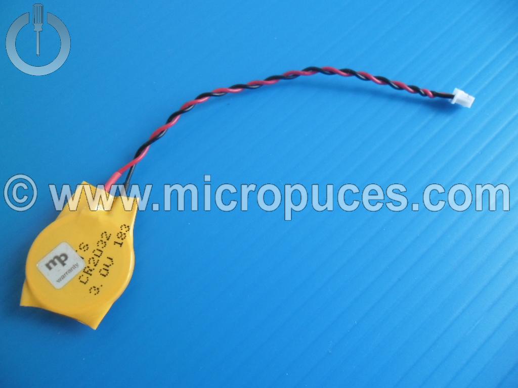 Pile Bios CR2032 ou CR2032W avec cable 2 pins