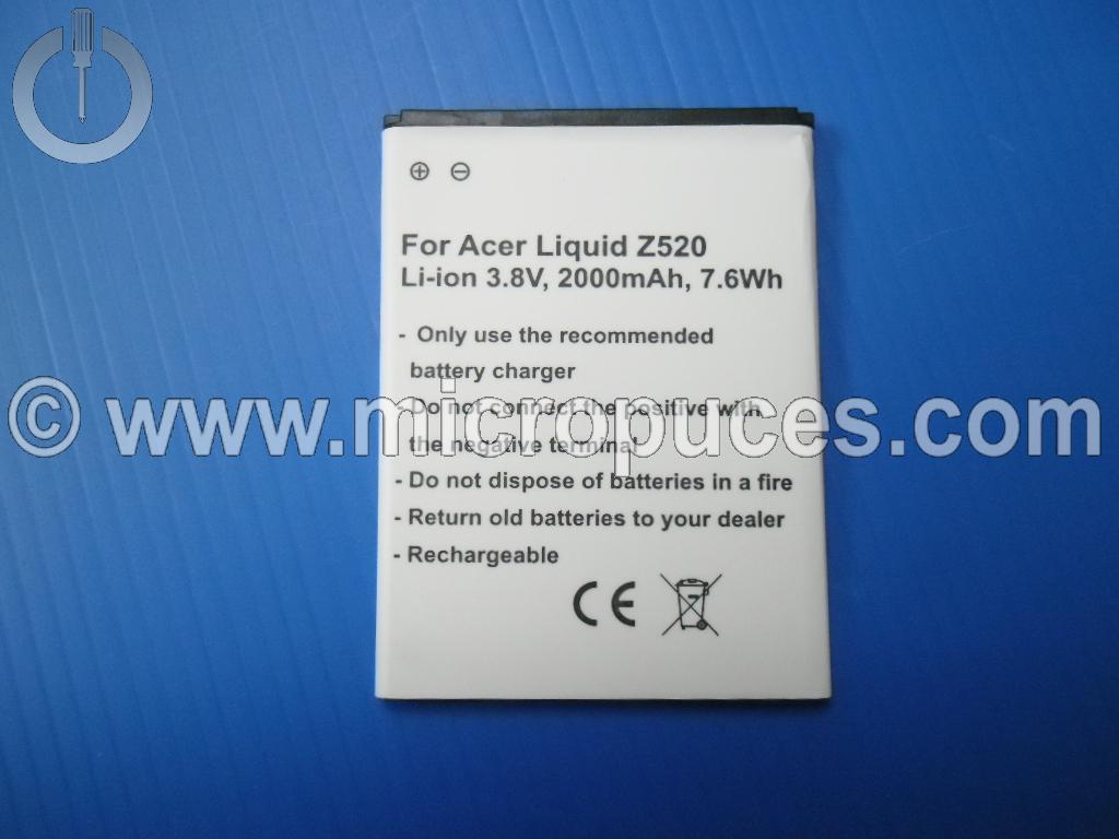 Batterie de remplacement pour ACER Liquid Z520
