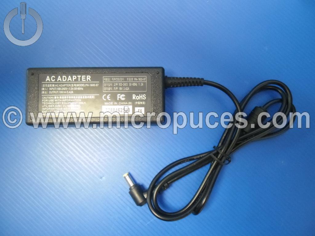 Chargeur de remplacement 19V 3.42A pour ACER Packard Bell