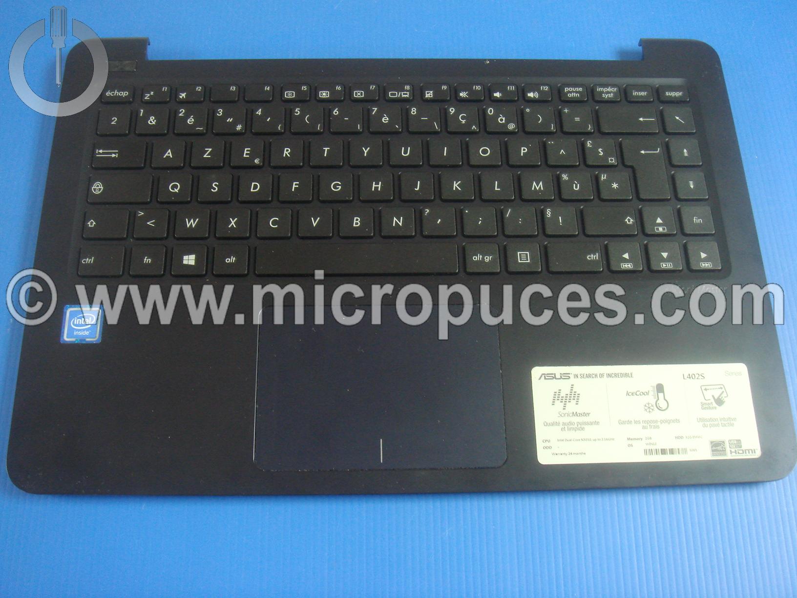 Clavier AZERTY + top cover noir pour Vivobook L402SA