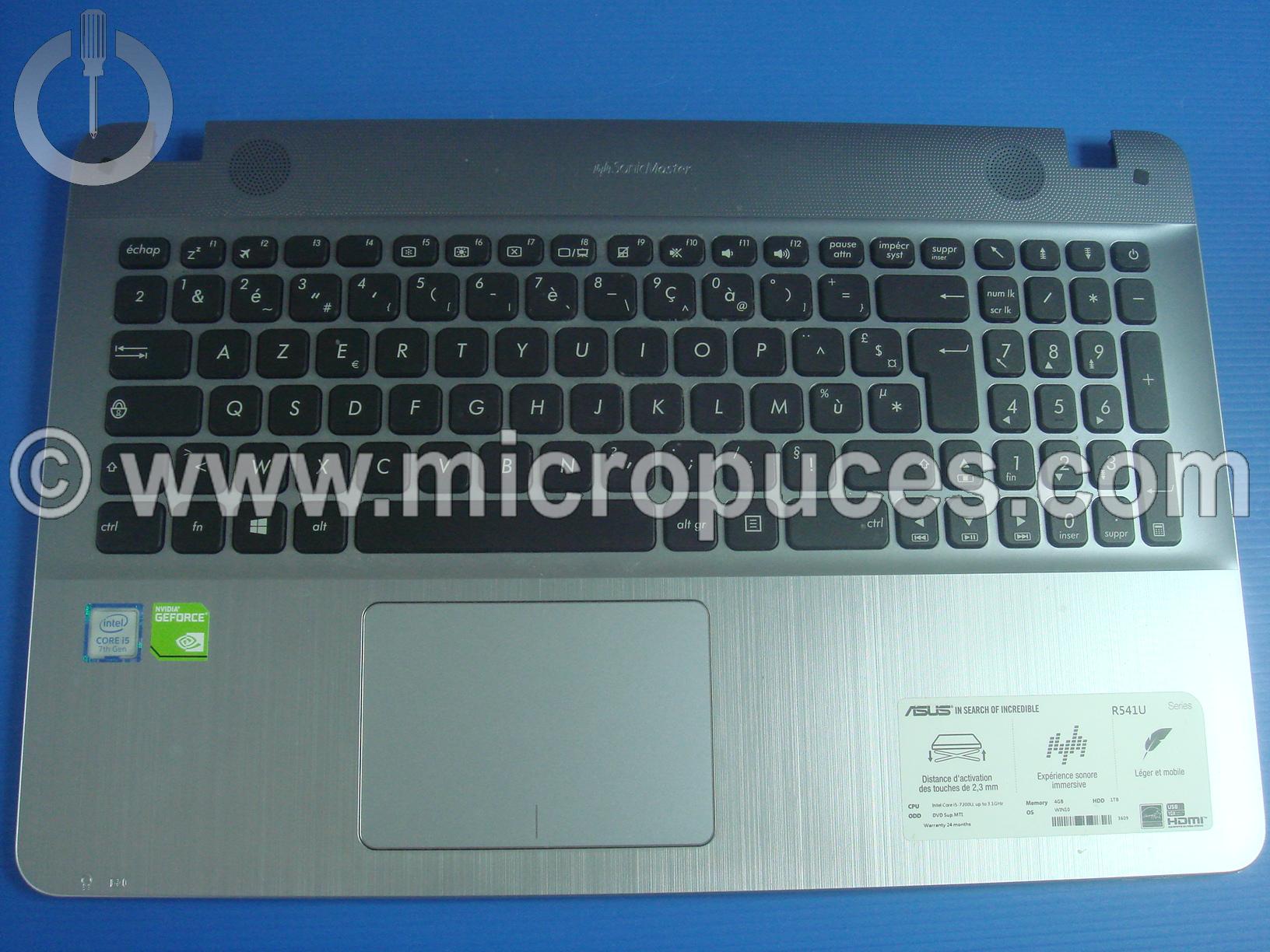 Clavier + top case AZERTY argent pour ASUS R541U