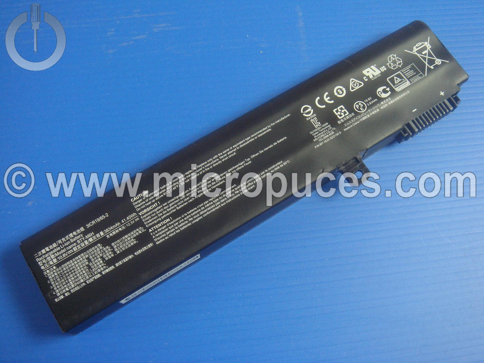 Batterie d'origine BTY-M6H pour MSI