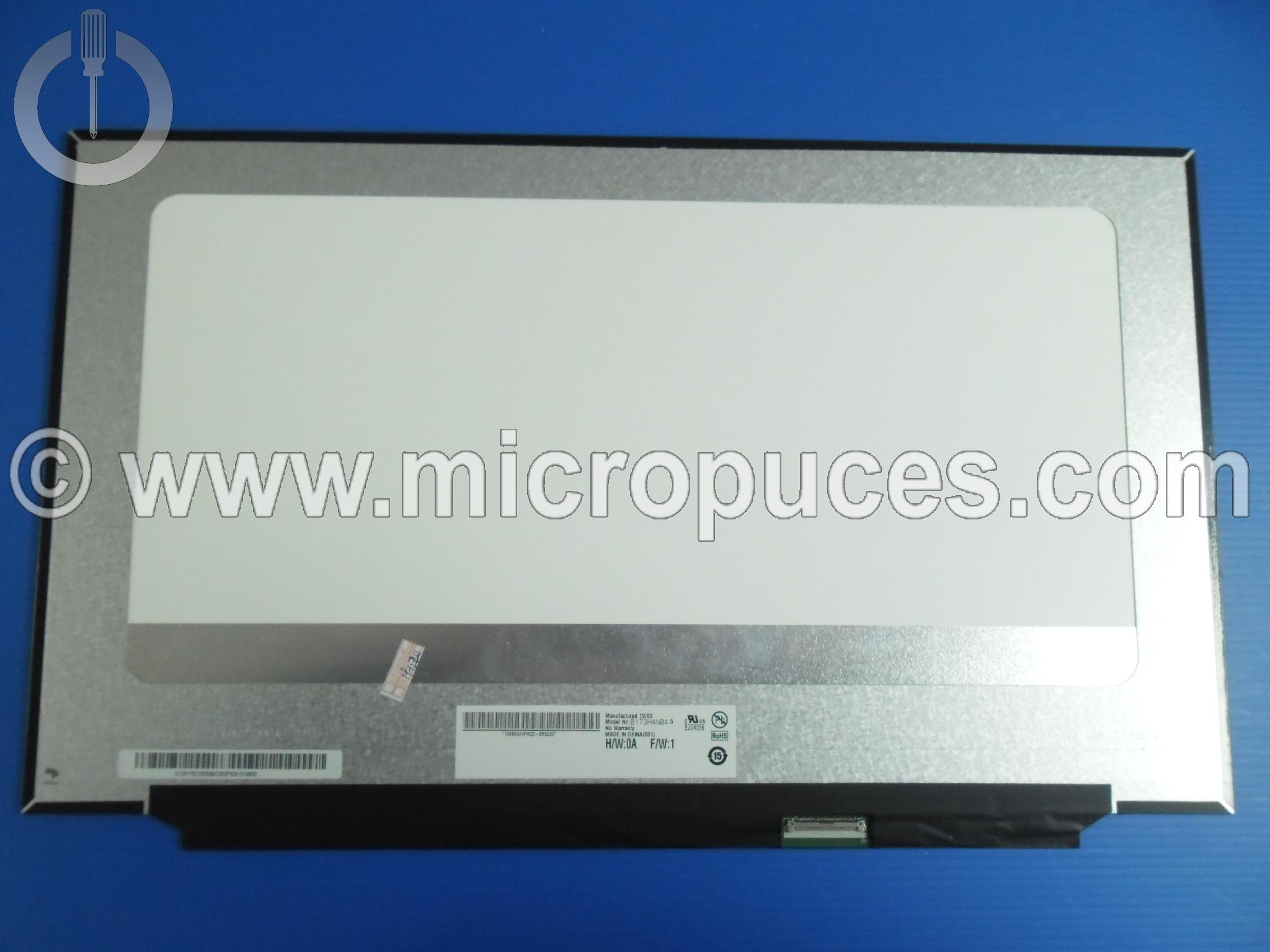 Ecran 17.3" 40 pin Slim FHD 144Hz ( conn. à droite ) à coller